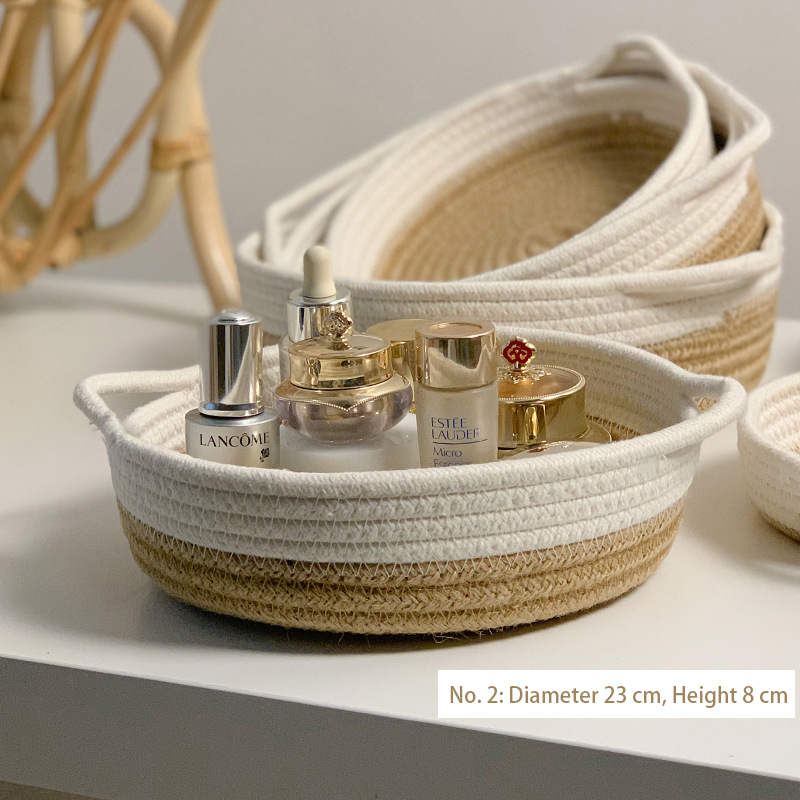 Cotton Rope Storage Basket - Jewelry Box, Cosmetic Organizer, Desktop Storage for Keys & Remotes