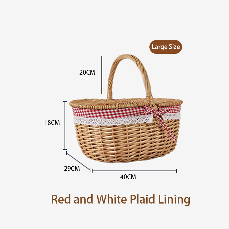 Willow Hand Basket - Hand-Woven Portable Dining & Camping Storage Basket for Spring & Autumn