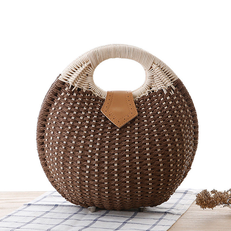 Cute rattan bag paper rope woven women's bag casual bag