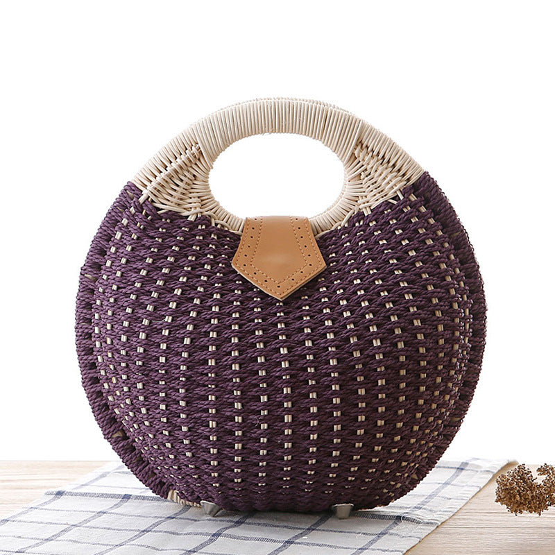Cute rattan bag paper rope woven women's bag casual bag