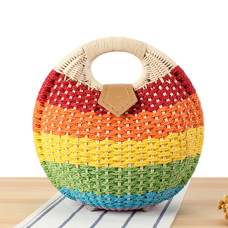 Cute rattan bag paper rope woven women's bag casual bag