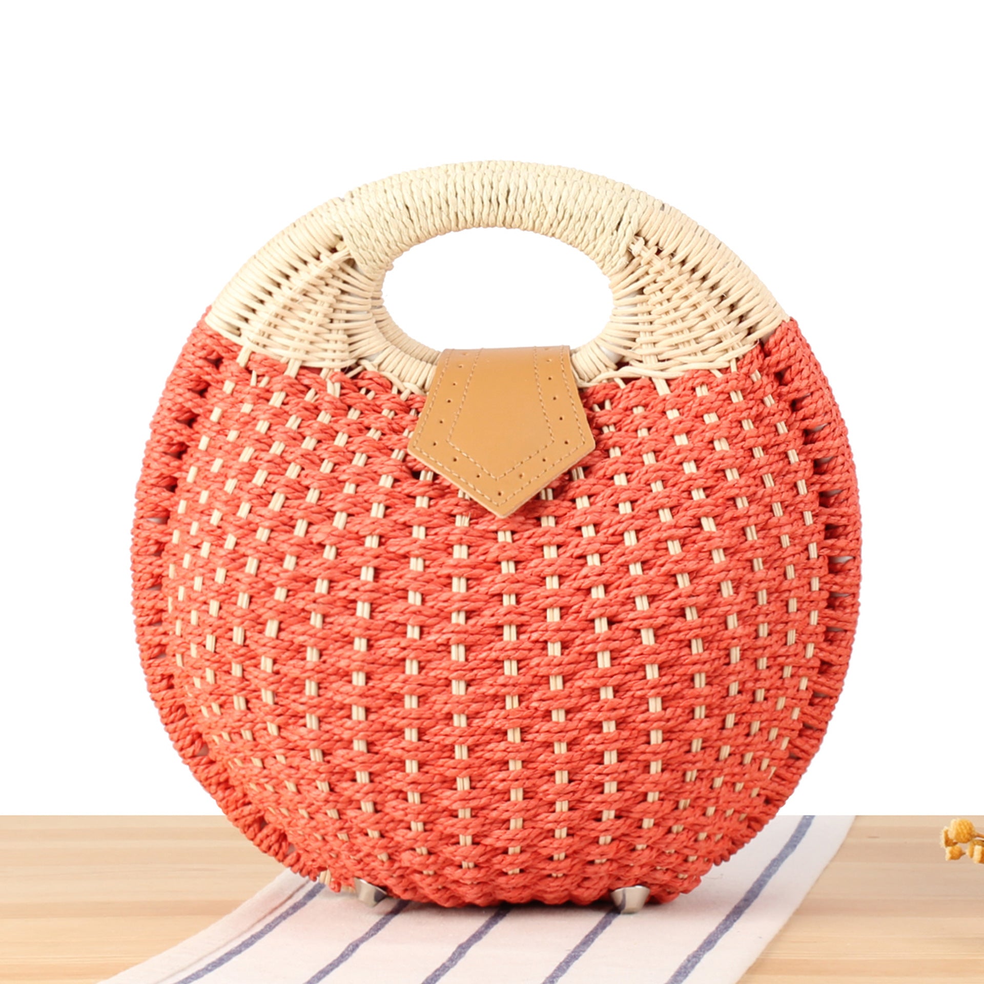 Cute rattan bag paper rope woven women's bag casual bag