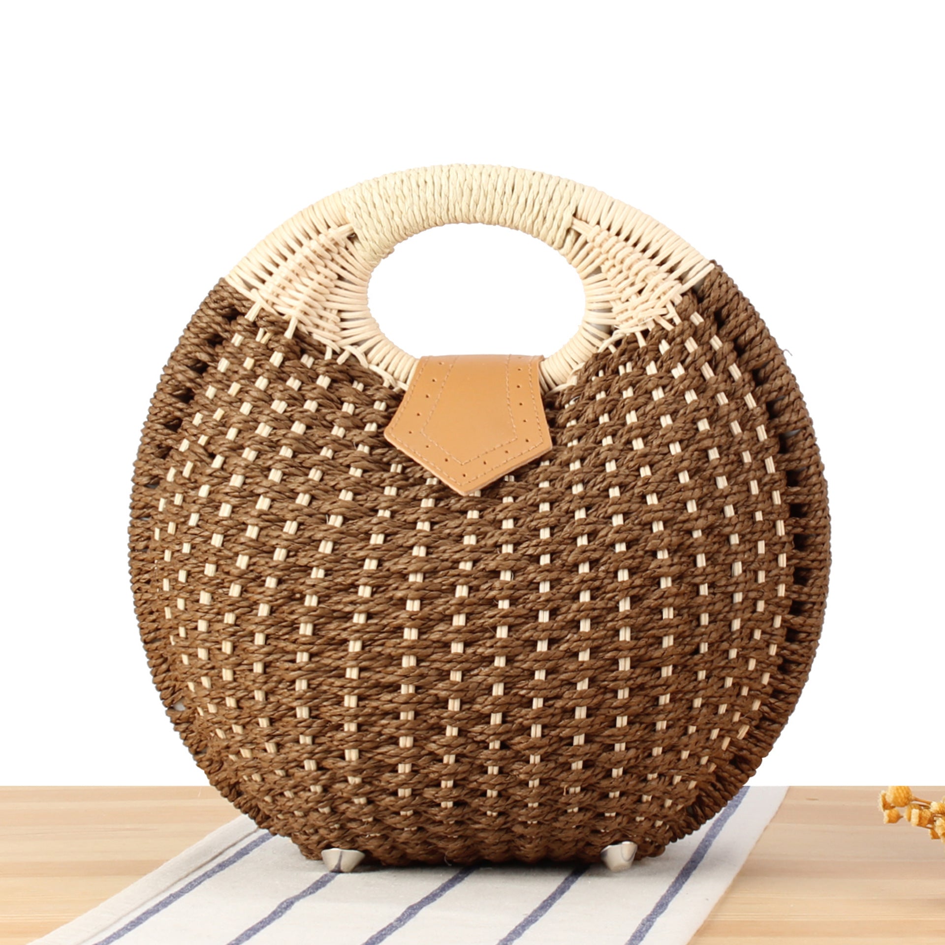 Cute rattan bag paper rope woven women's bag casual bag