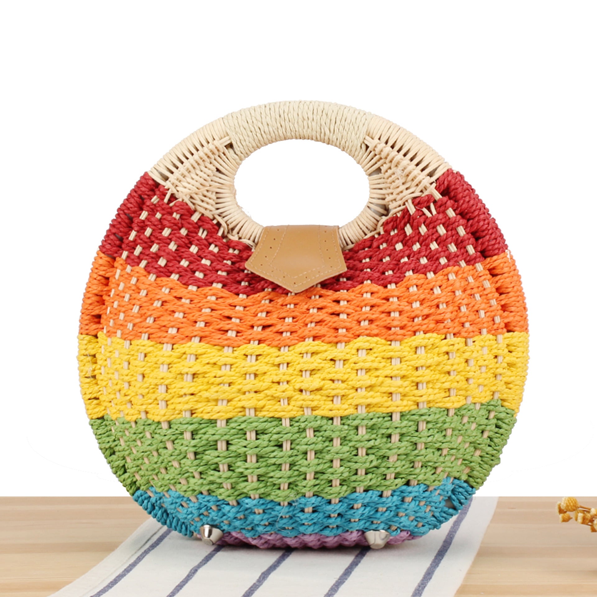 Cute rattan bag paper rope woven women's bag casual bag