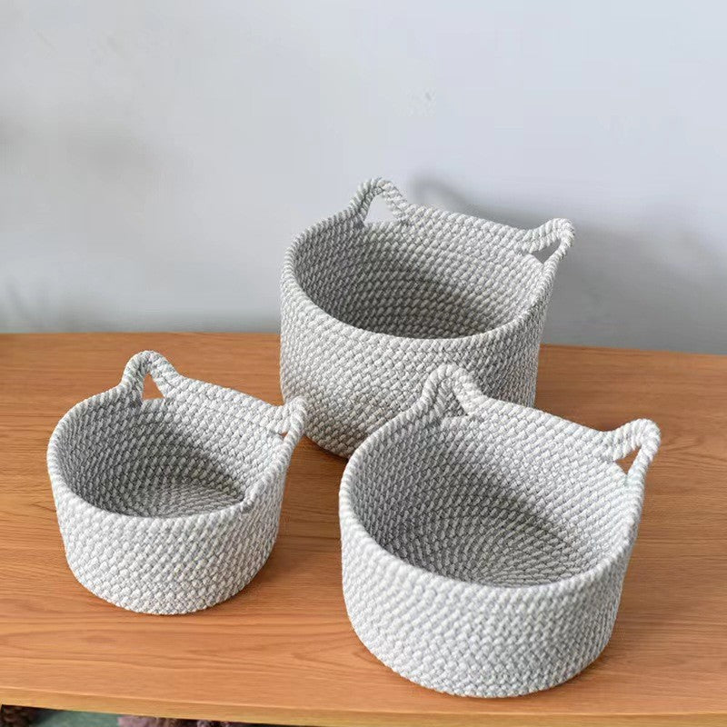 Woven Desktop Storage Basket - Organizer for Stationery, Remote Control, Keys, Snacks & Toys