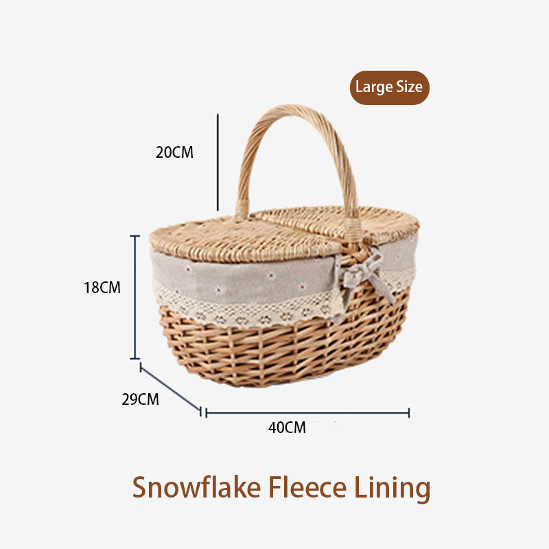 Willow Hand Basket - Hand-Woven Portable Dining & Camping Storage Basket for Spring & Autumn