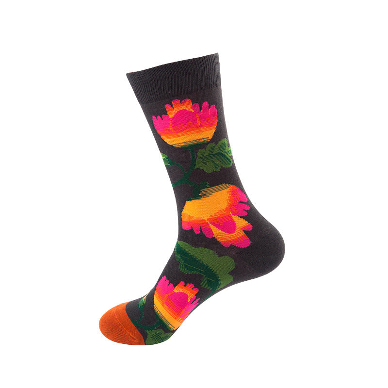 Colorful Mid-Tube Socks for Men & Women | Trendy Cotton Crew Socks