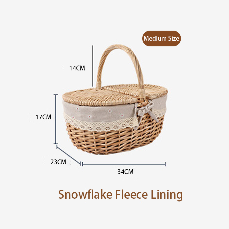 Willow Hand Basket - Hand-Woven Portable Dining & Camping Storage Basket for Spring & Autumn