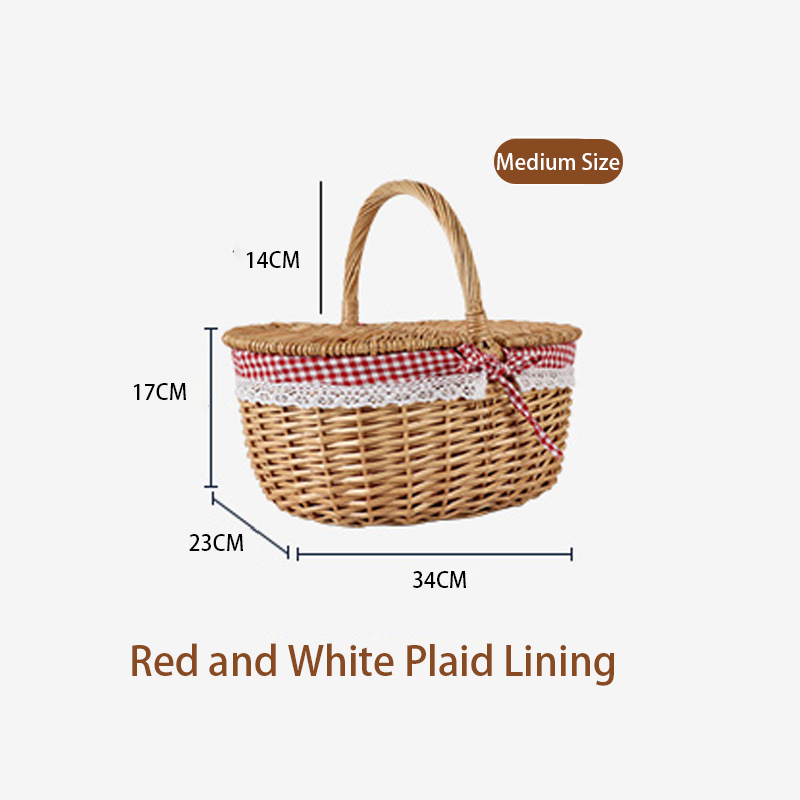 Willow Hand Basket - Hand-Woven Portable Dining & Camping Storage Basket for Spring & Autumn