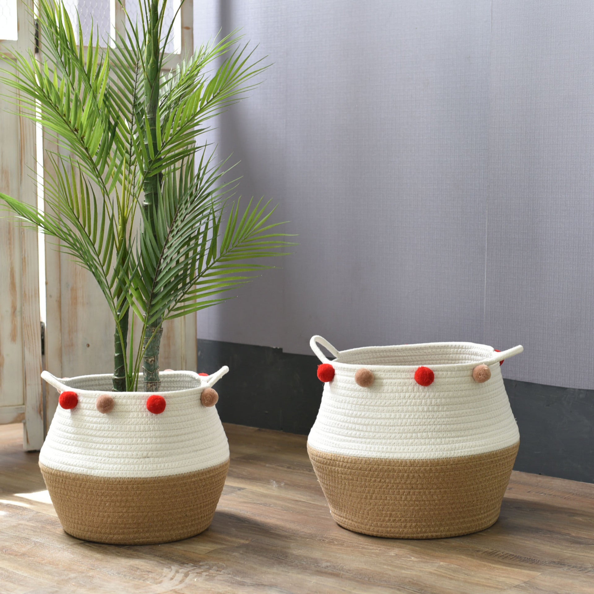 Simple Cotton Rope Storage Basket - American Style Woven Straw & Bamboo Magazine & Dirty Clothes Organizer