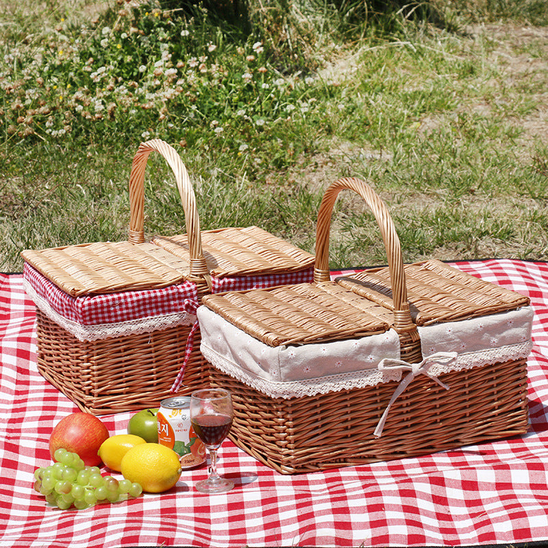 Willow Hand Basket - Hand-Woven Portable Dining & Camping Storage Basket for Spring & Autumn