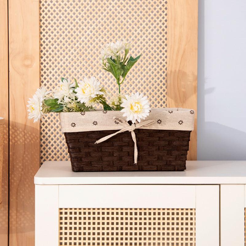 Enlarged Paper Rope Woven Storage Basket - Hollow Organizer for Toys, Cosmetics, Keys & More