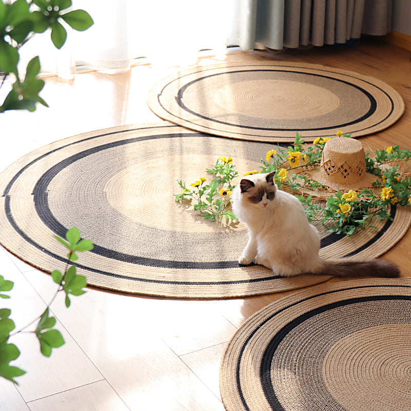 Hand-Woven Jute Carpet - Round Floor Mat for Living Room, Bedroom & Coffee Table Décor