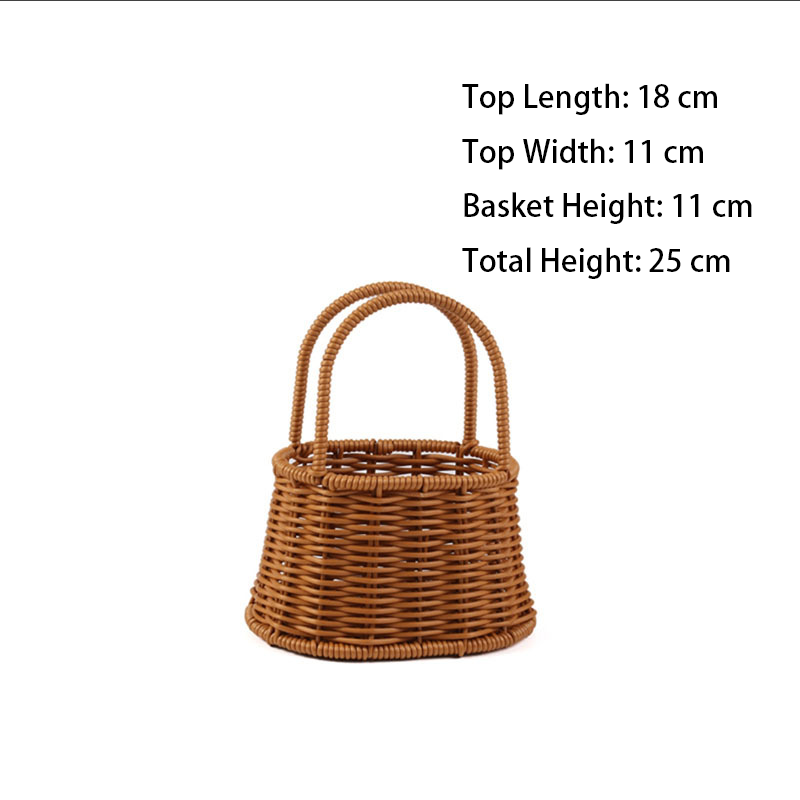 Hand-Woven Retro Flower Basket - Portable Picnic Storage Basket with Iron Frame for Flowers & Green Plants