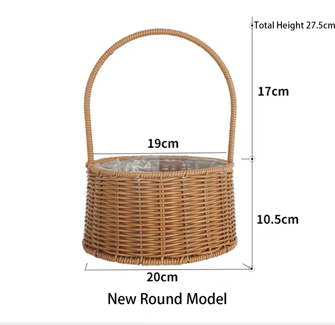 Hand-Woven Retro Flower Basket - Portable Picnic Storage Basket with Iron Frame for Flowers & Green Plants