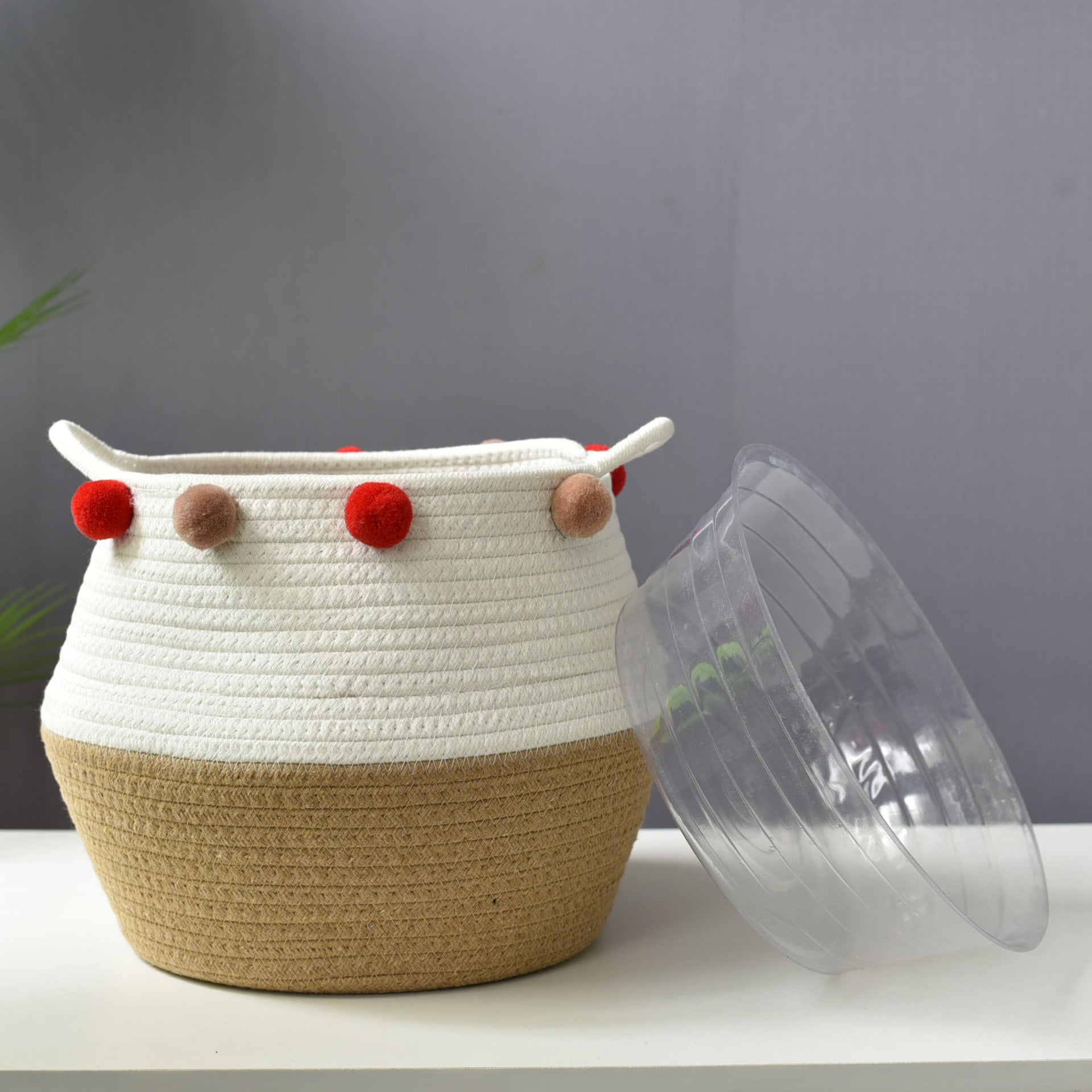 Simple Cotton Rope Storage Basket - American Style Woven Straw & Bamboo Magazine & Dirty Clothes Organizer