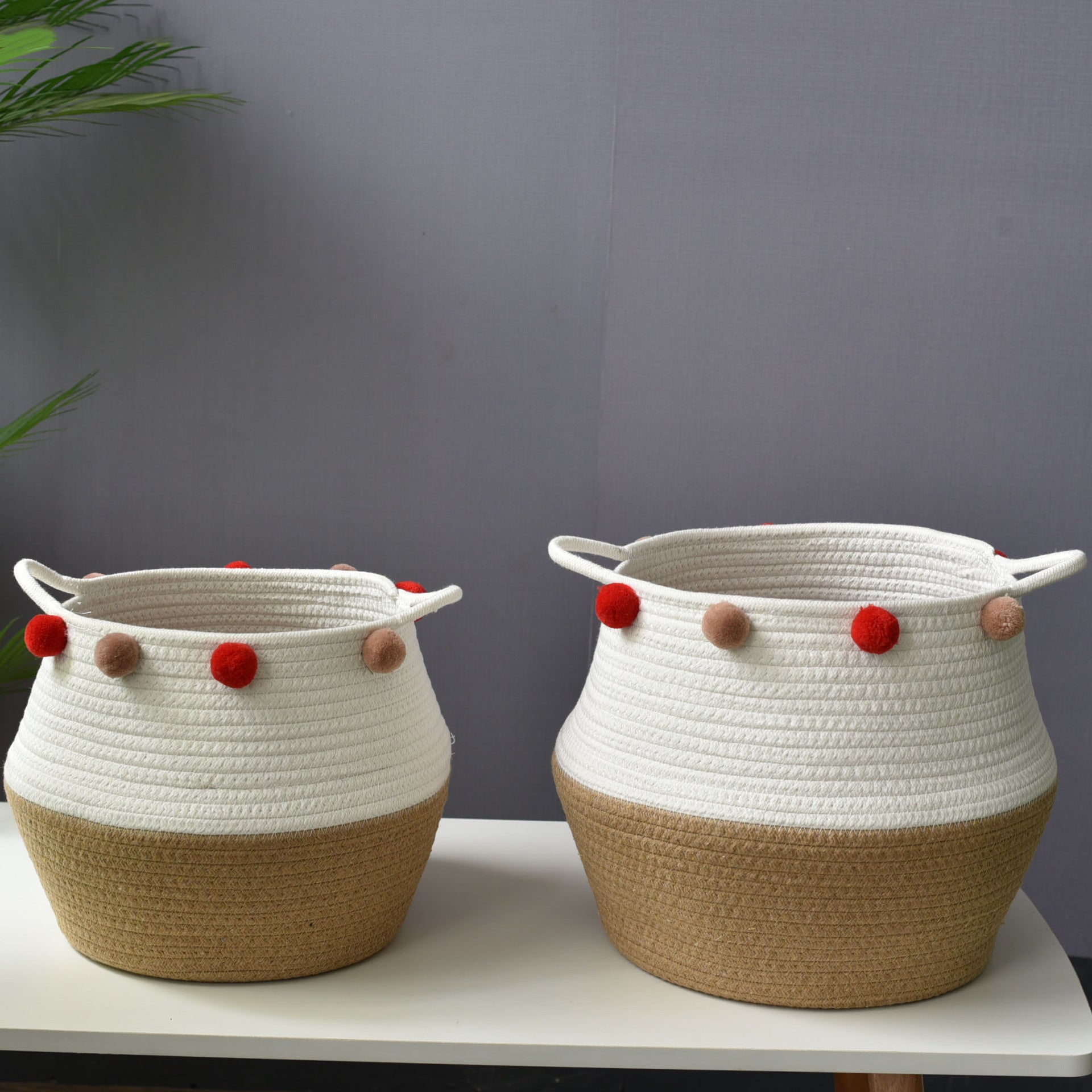 Simple Cotton Rope Storage Basket - American Style Woven Straw & Bamboo Magazine & Dirty Clothes Organizer