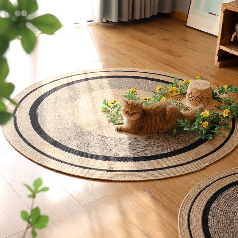 Hand-Woven Jute Carpet - Round Floor Mat for Living Room, Bedroom & Coffee Table Décor