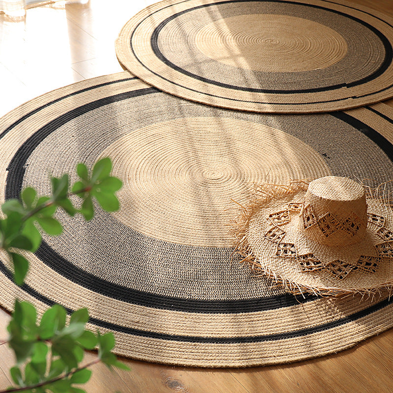 Hand-Woven Jute Carpet - Round Floor Mat for Living Room, Bedroom & Coffee Table Décor