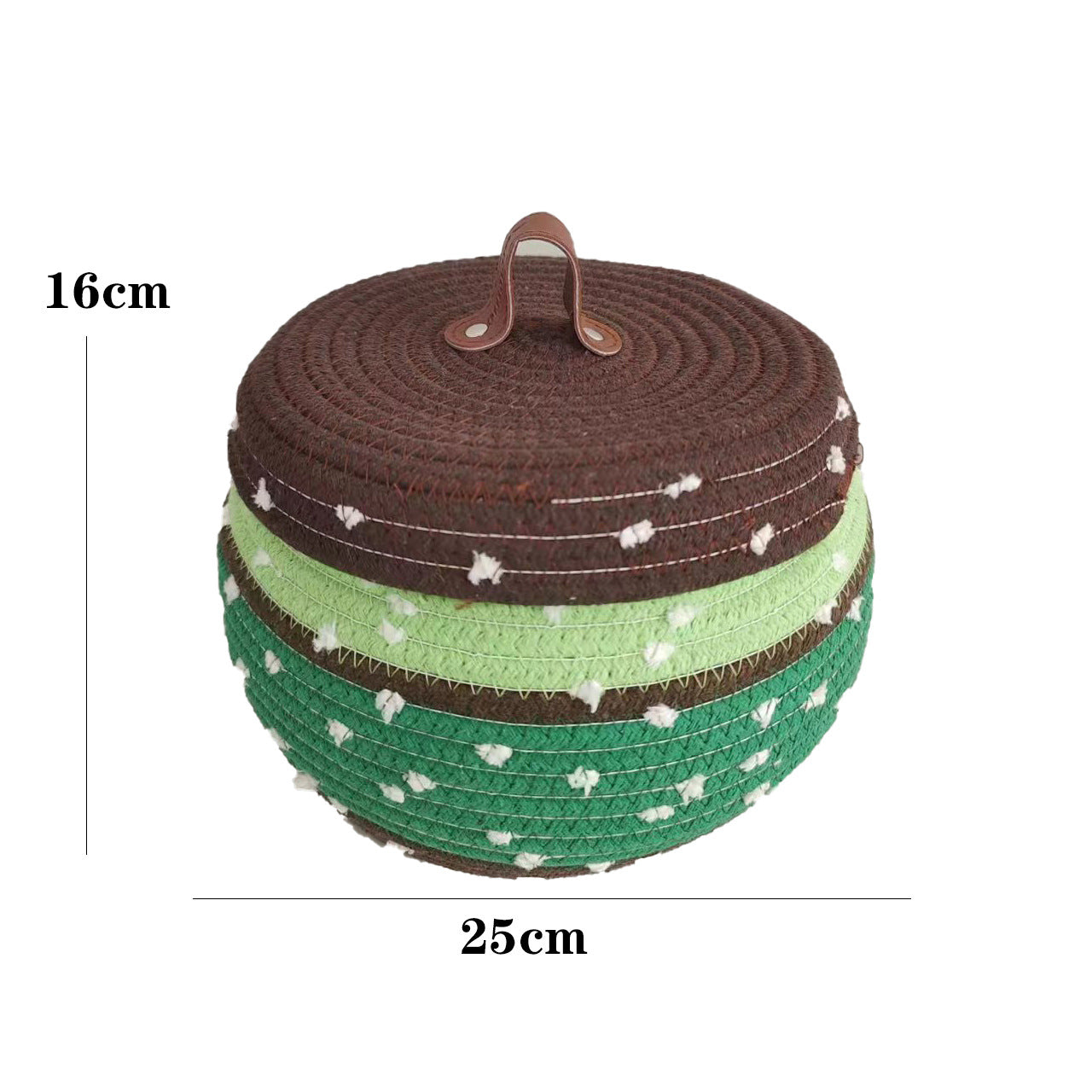 Cotton Rope Sundries Storage Basket with Lid - Bulging Belly Desktop Organizer for Cosmetics & More