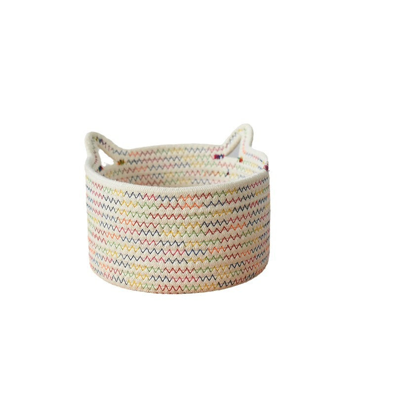 Woven Desktop Storage Basket - Organizer for Stationery, Remote Control, Keys, Snacks & Toys