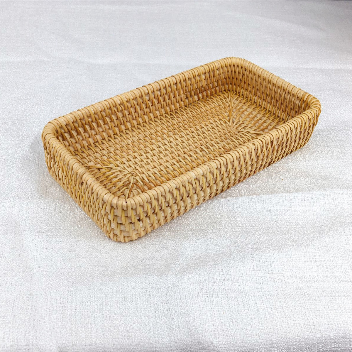 Rattan Tray Desktop Storage Basket - Woven Multifunctional Basket for Snacks & Organizing