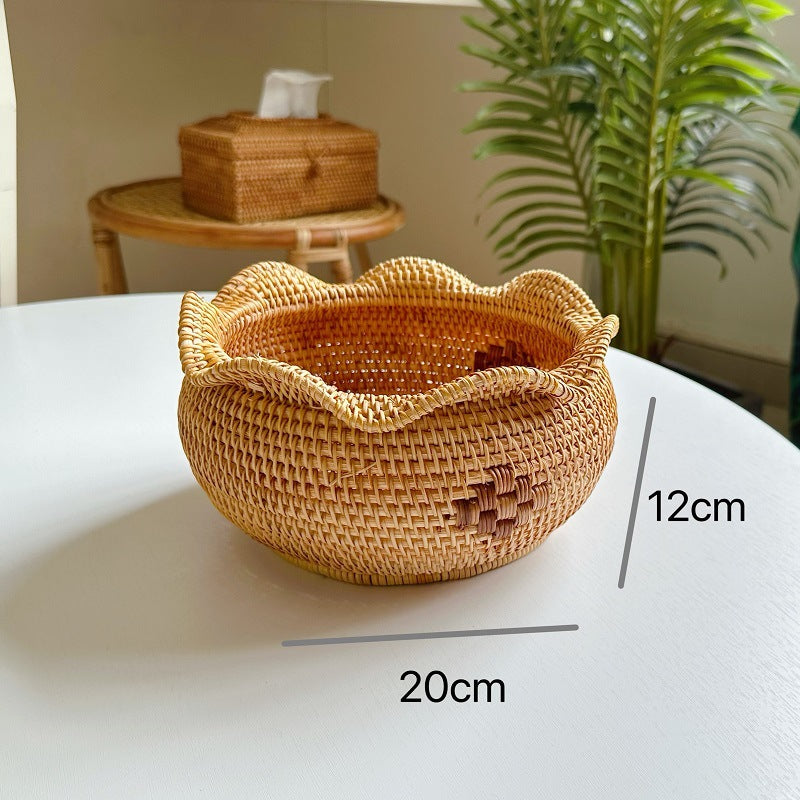 Autumn Rattan Tea Box & Bread Basket - Creative Snack & Dried Fruit Storage for Desktop