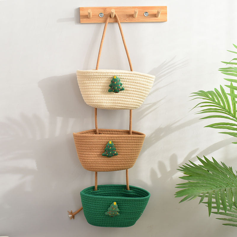 Christmas Tree Three-Layer Shelf - Cute Handmade Hanging Flower Basket for Bedroom & Living Room Décor