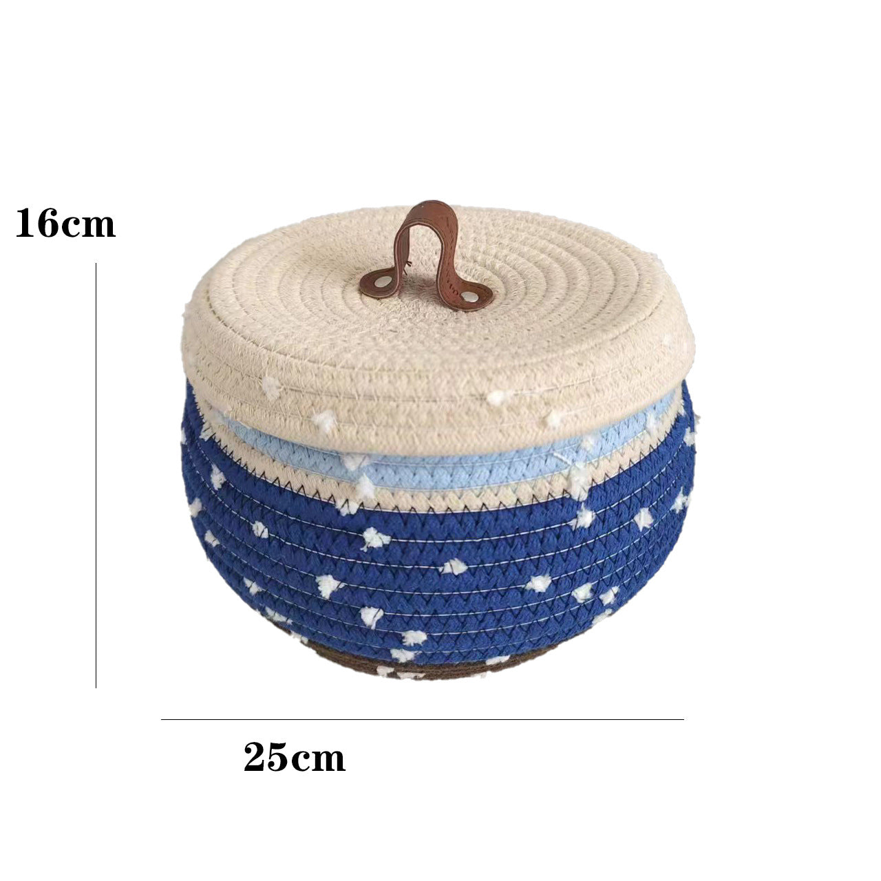 Cotton Rope Sundries Storage Basket with Lid - Bulging Belly Desktop Organizer for Cosmetics & More