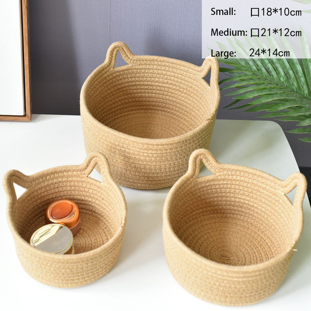 Woven Desktop Storage Basket - Organizer for Stationery, Remote Control, Keys, Snacks & Toys