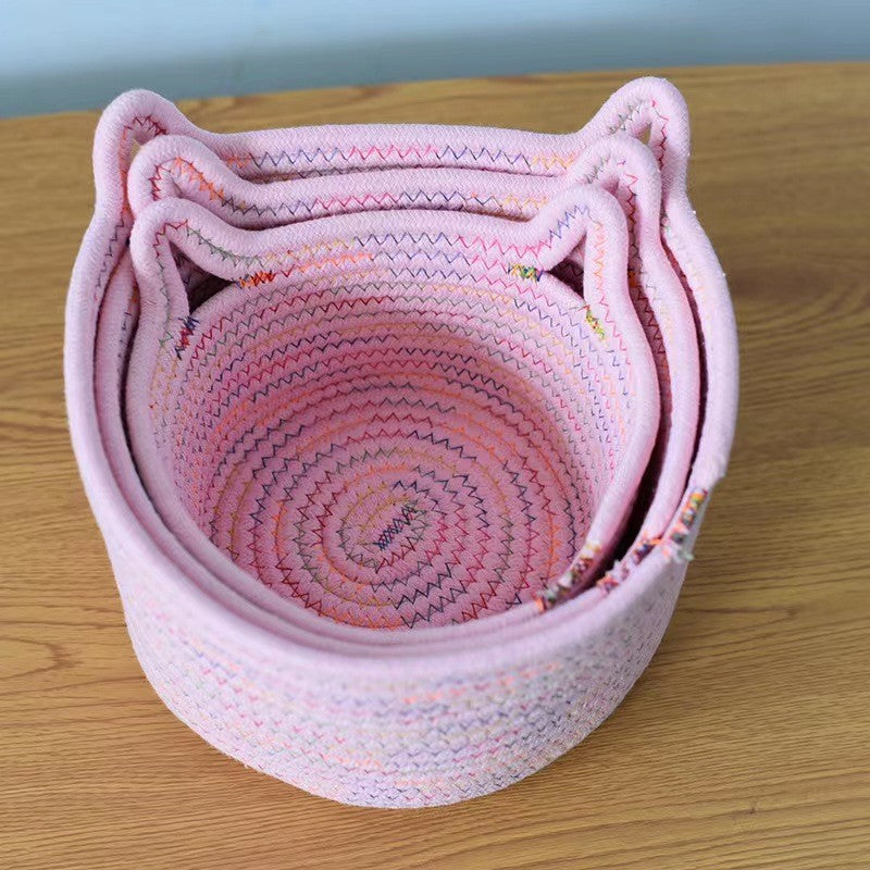 Woven Desktop Storage Basket - Organizer for Stationery, Remote Control, Keys, Snacks & Toys