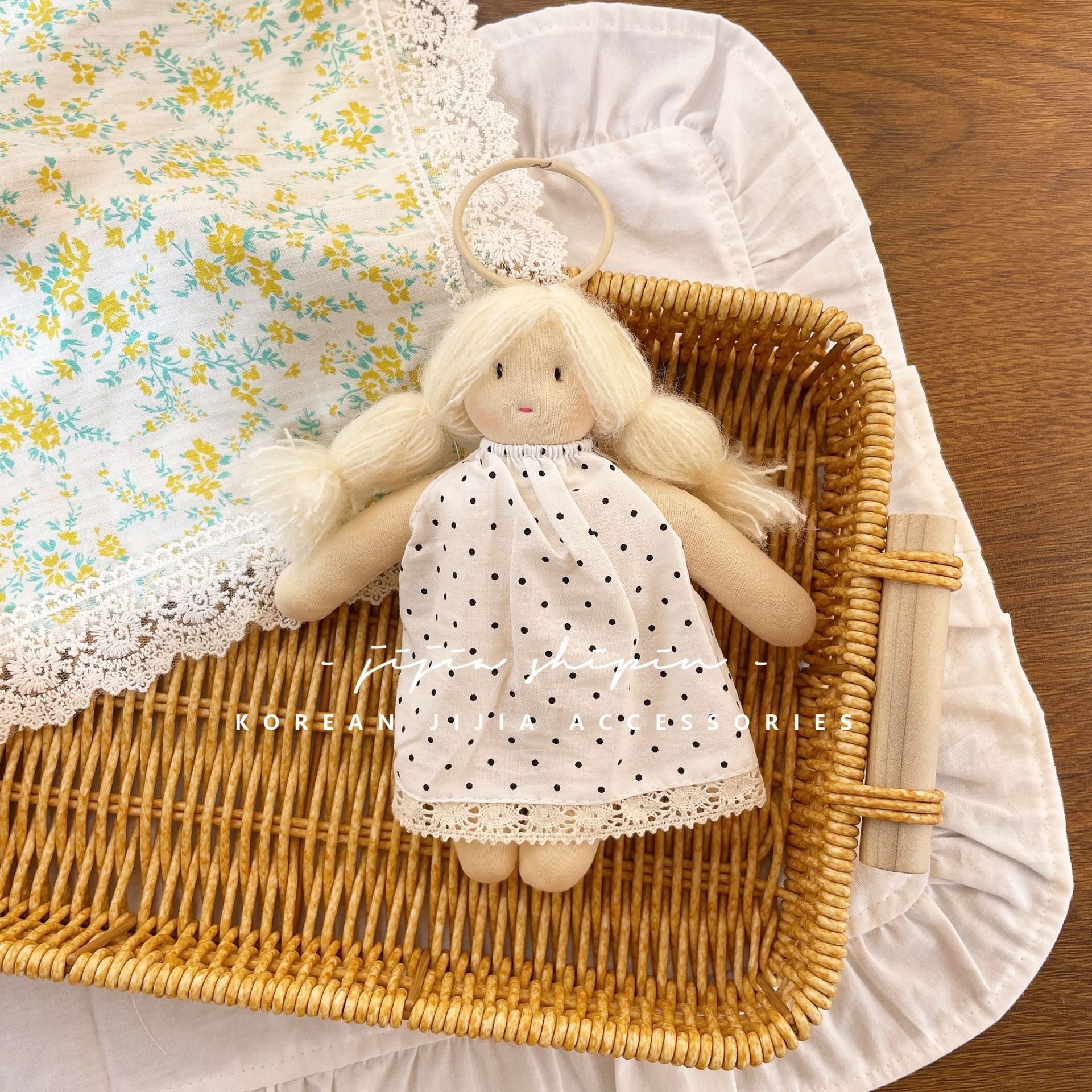 Floral Skirt Girl Doll Keychain – Handmade Cloth Pendant for Bags & Decor