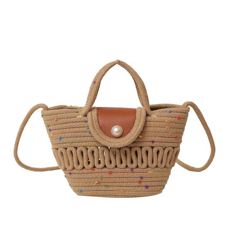 Handmade Straw Woven Beach Tote – INS Style Niche Handbag for Seaside & Daily Use