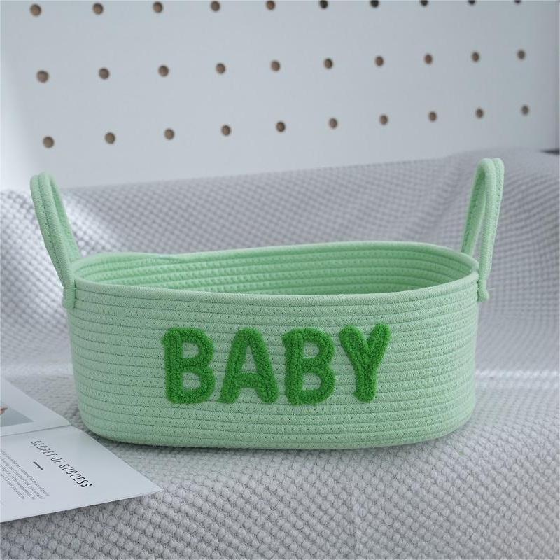 Macaron Color Cotton Rope Woven Basket – Double Handle Storage Organizer for Home