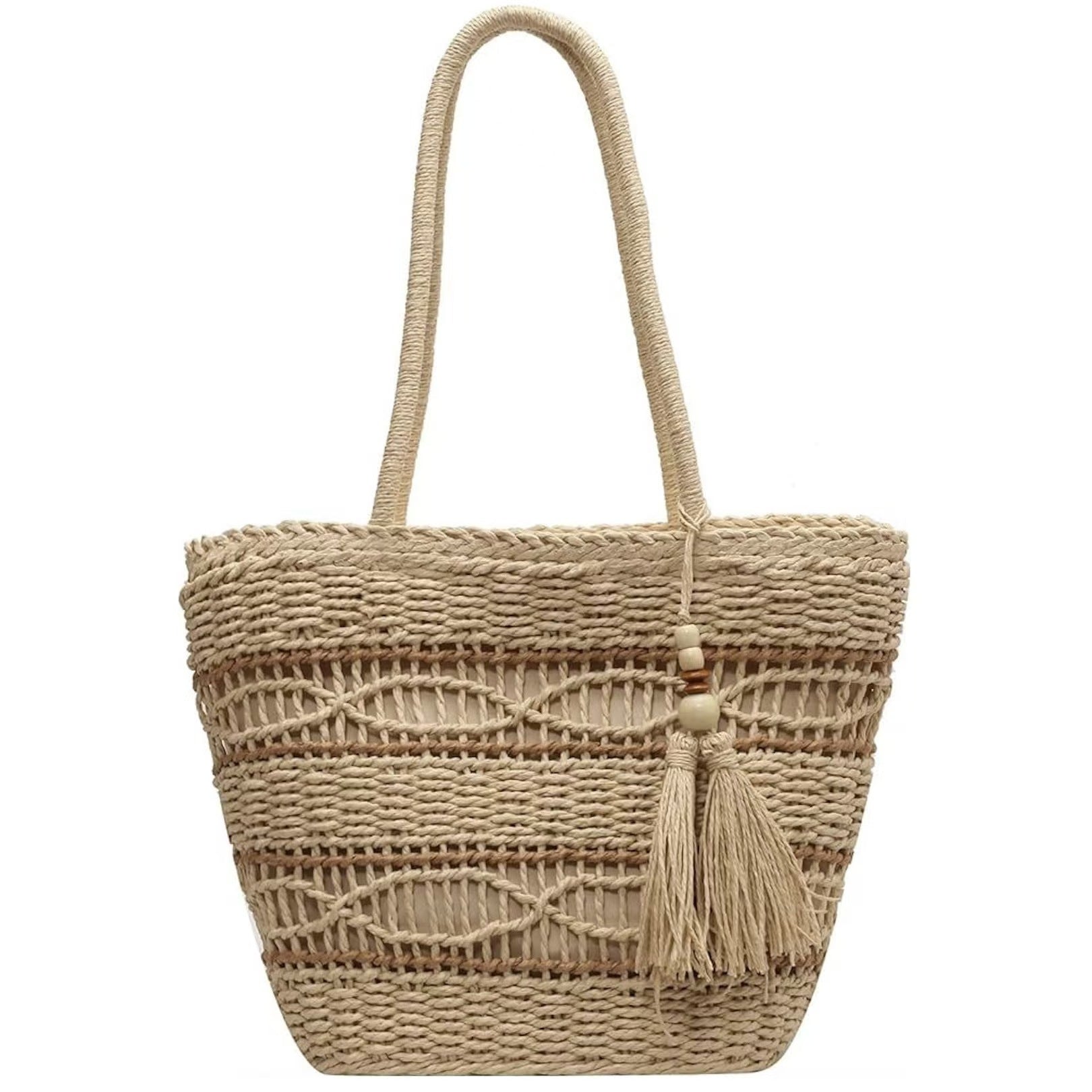 Holiday Style Straw Woven Bag – Handmade Shoulder Tote for Women