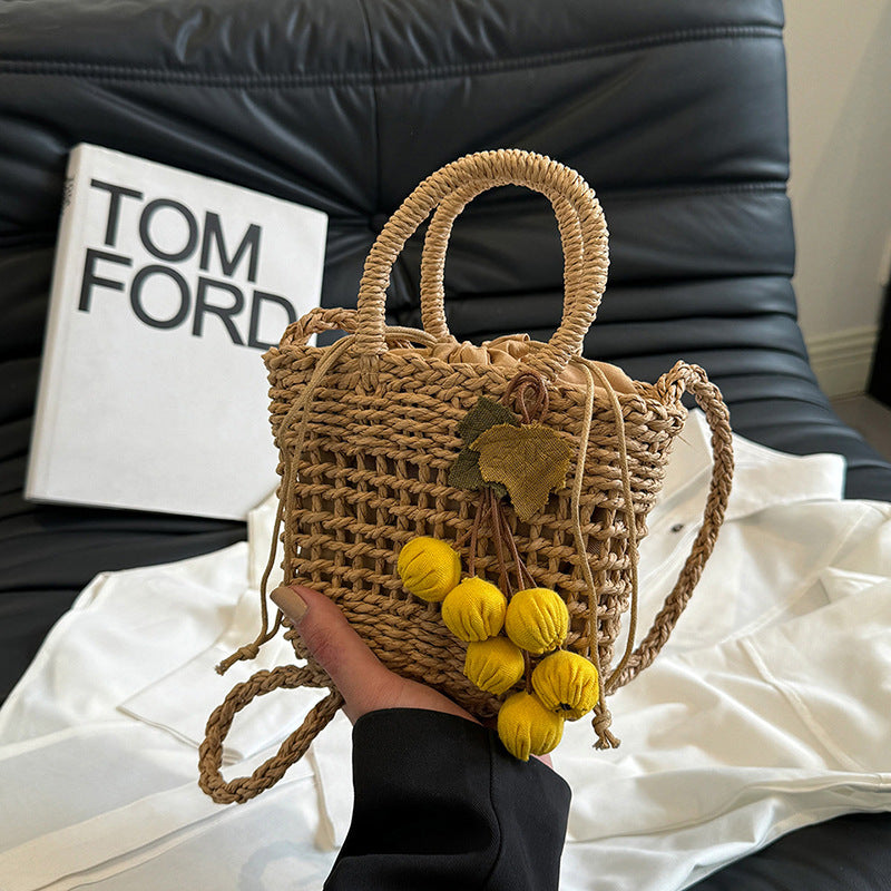 Fresh Summer Straw Bag – Hand-Woven INS Style Hollow Shoulder Handbag