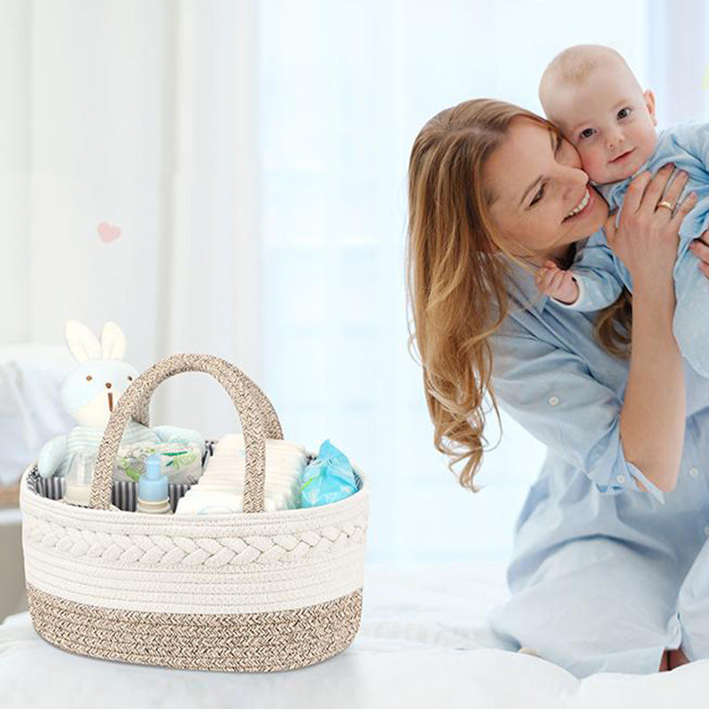 Portable Cotton Rope Woven Storage Basket - Removable Dry & Wet Separation