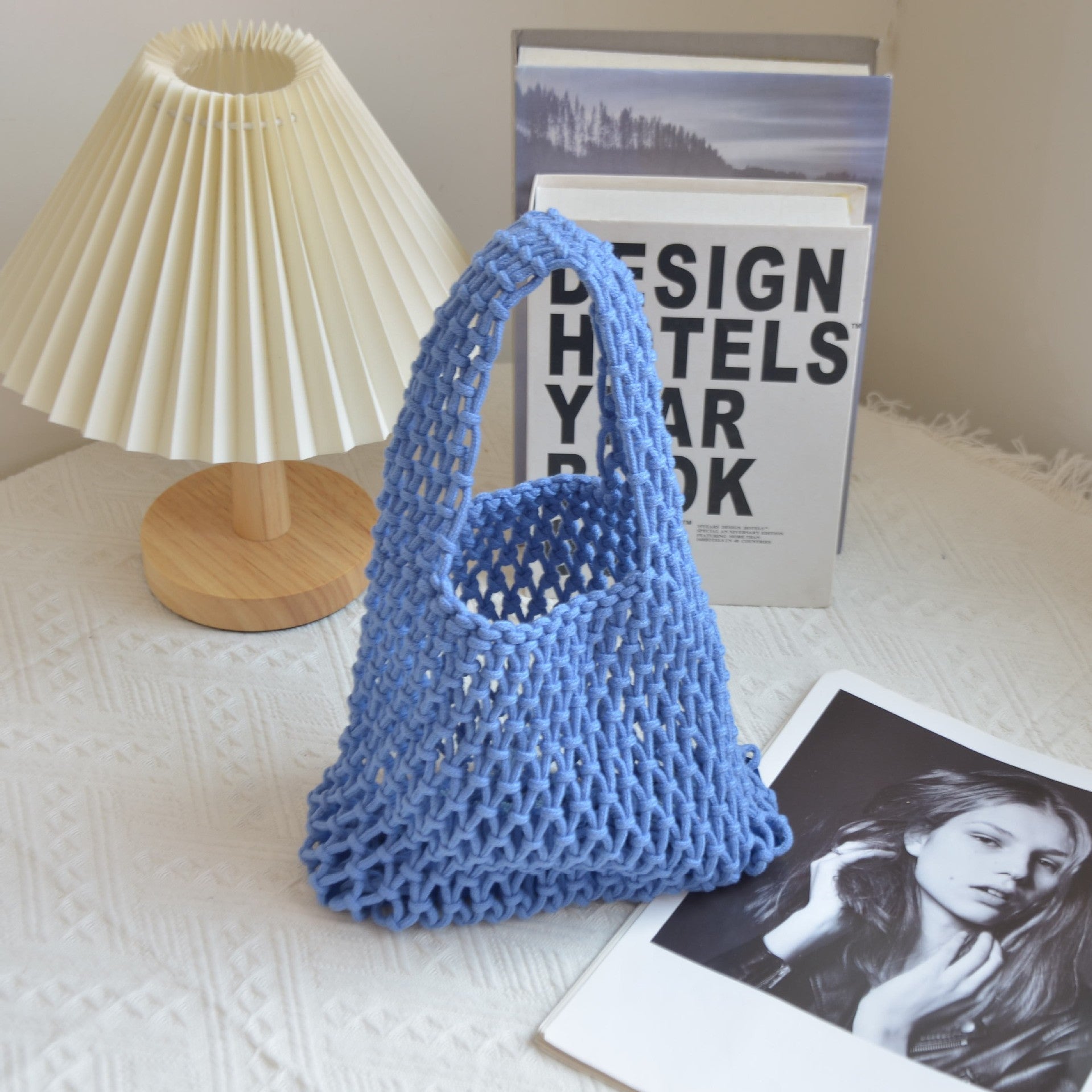Hand-Woven Cotton Rope Hollow Bag – INS Style Colorful Handbag for Photos & Daily Use
