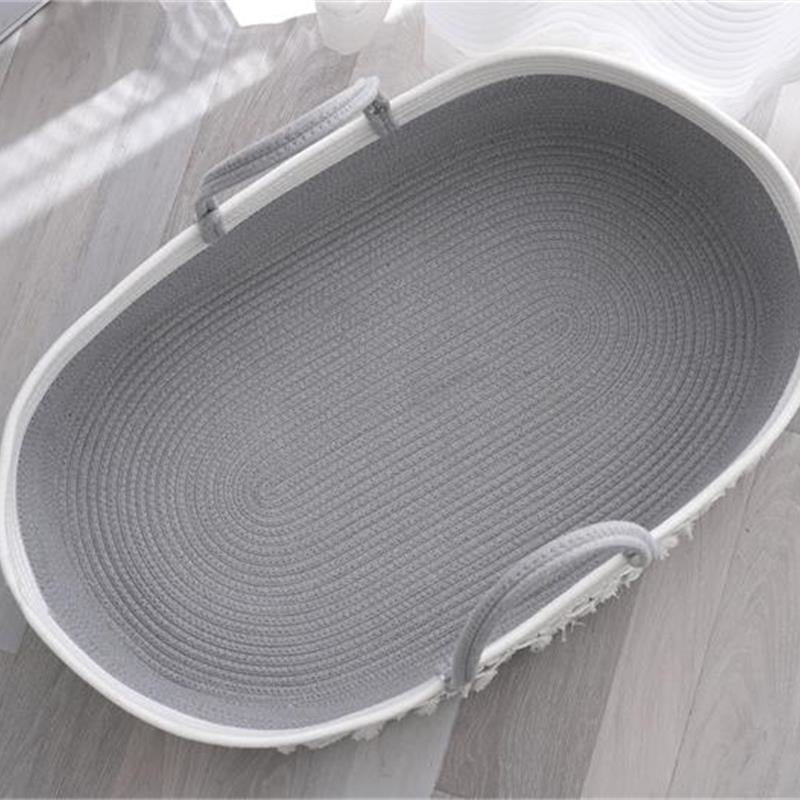 Tassel Baby Cradle Basket – Cotton Rope Woven Sleeping & Diaper Storage Basket