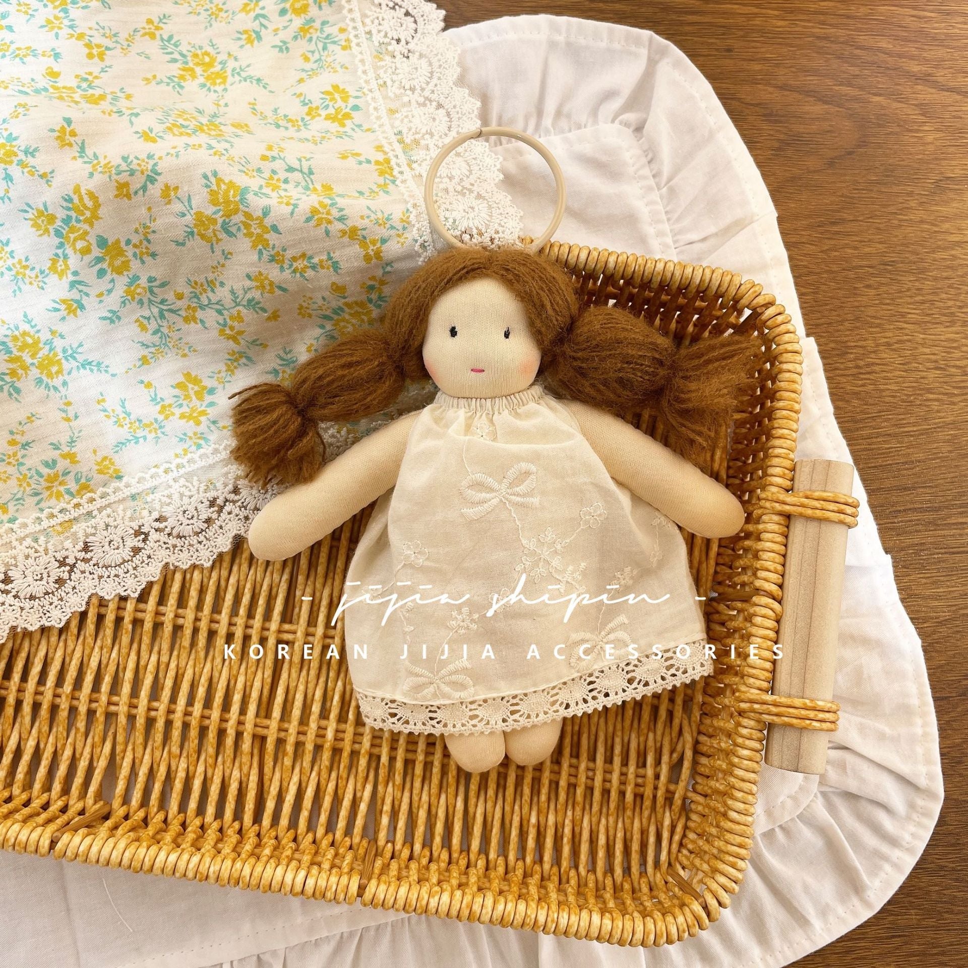 Floral Skirt Girl Doll Keychain – Handmade Cloth Pendant for Bags & Decor