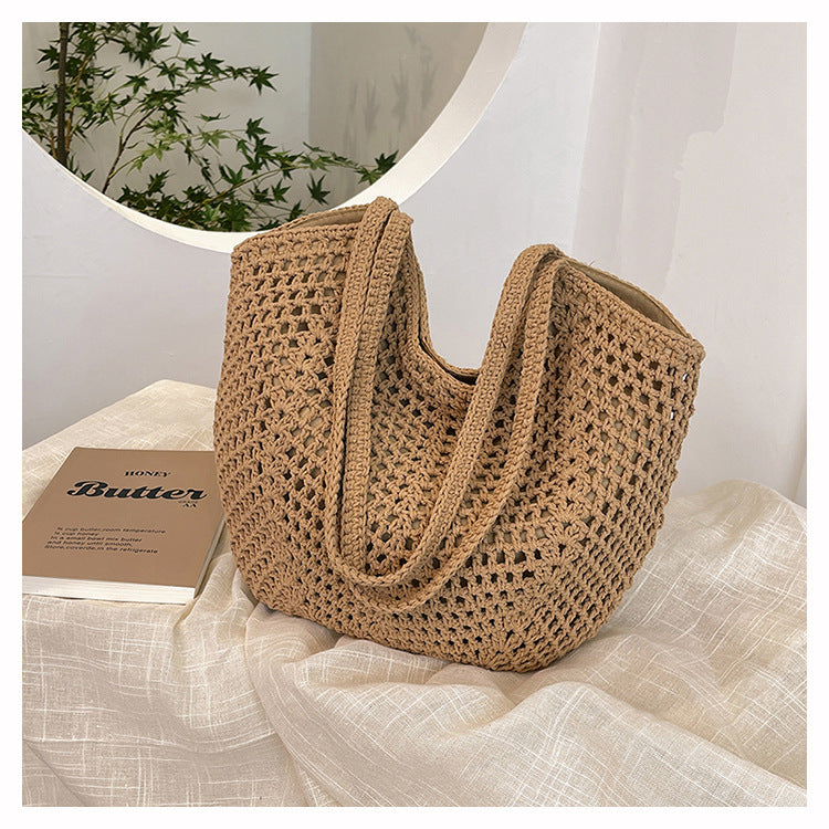 Large Capacity Beach Bag – Spring & Summer Casual Shoulder Bag for Seaside Vacation