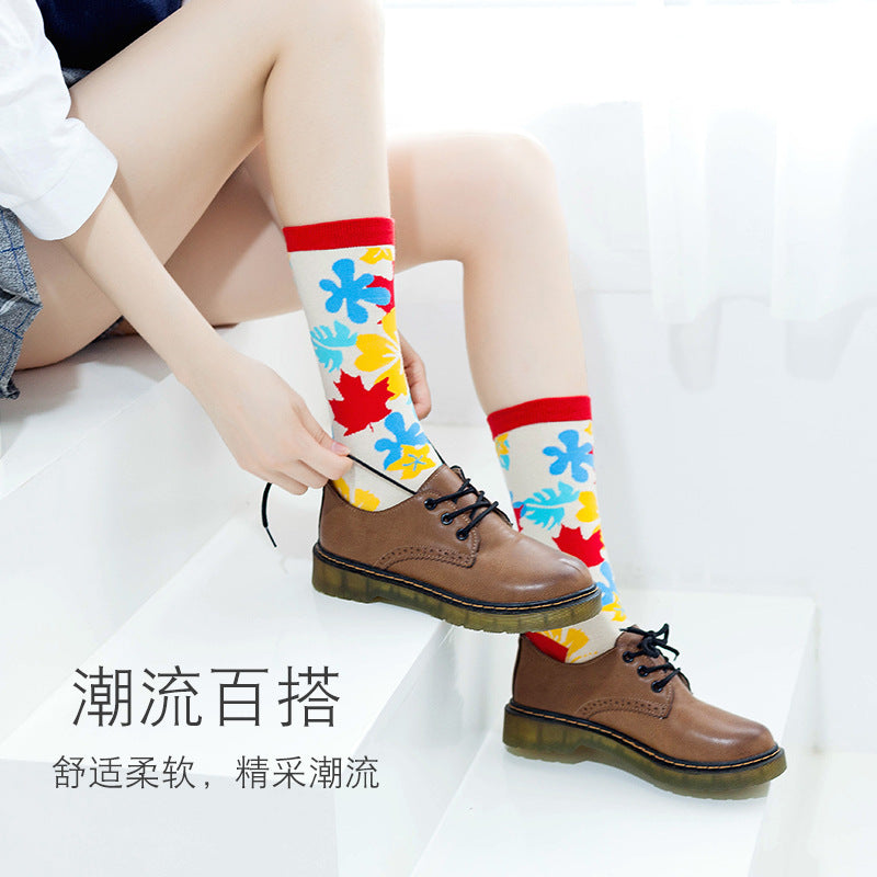 Colorful Mid-Tube Socks for Men & Women | Trendy Cotton Crew Socks