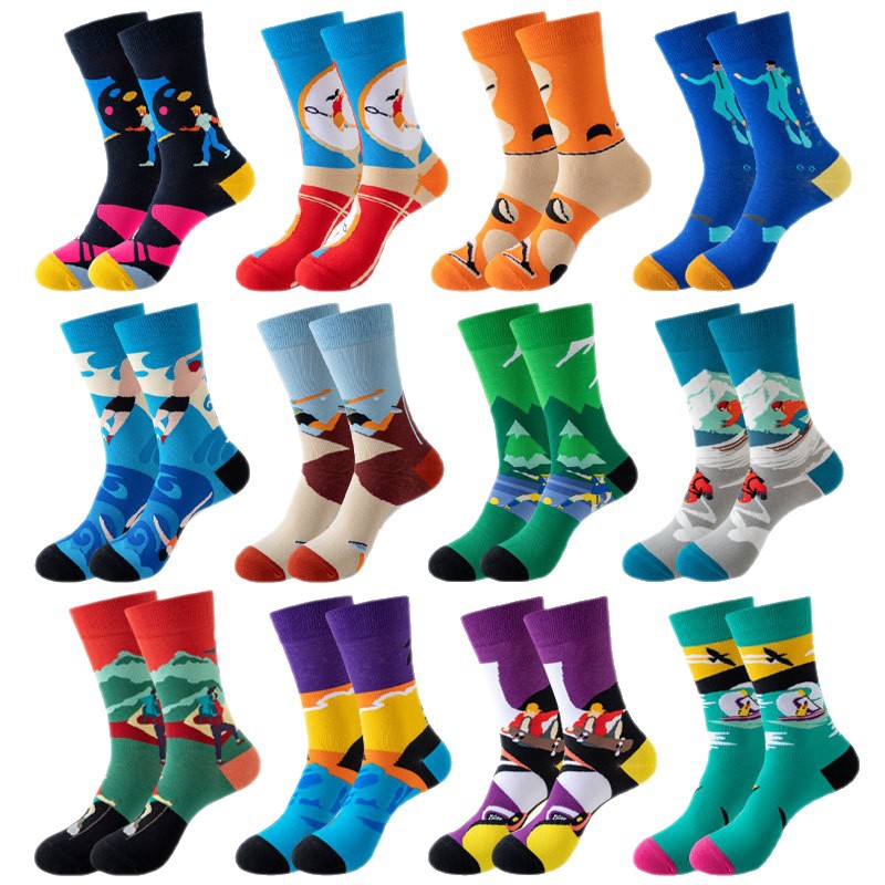 Trendy Mid-Calf Cotton Socks | Unisex Crew Socks | Fall Winter Fashion Socks