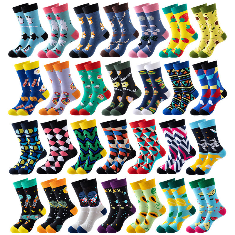 Trendy Mid-Calf Cotton Socks | Unisex Crew Socks | Fall Winter Fashion Socks