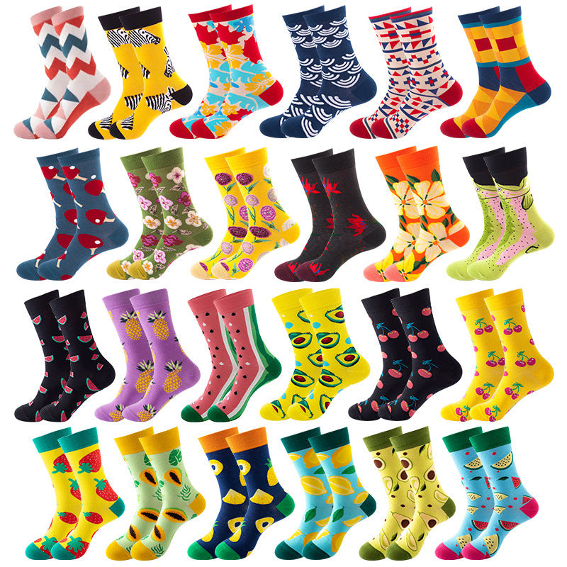 Colorful Mid-Tube Socks for Men & Women | Trendy Cotton Crew Socks