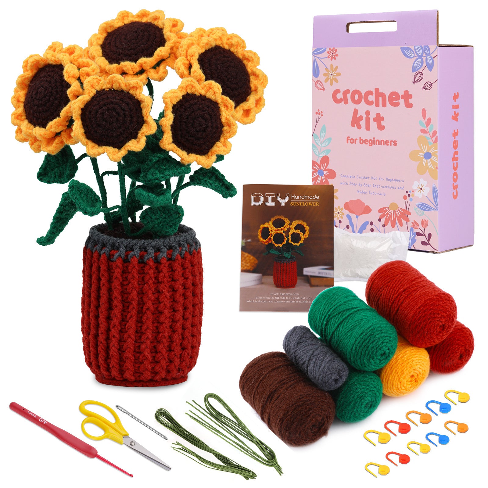 DIY Crochet Doll Kit – Knitting Plush Doll Material Package Set for Beginners