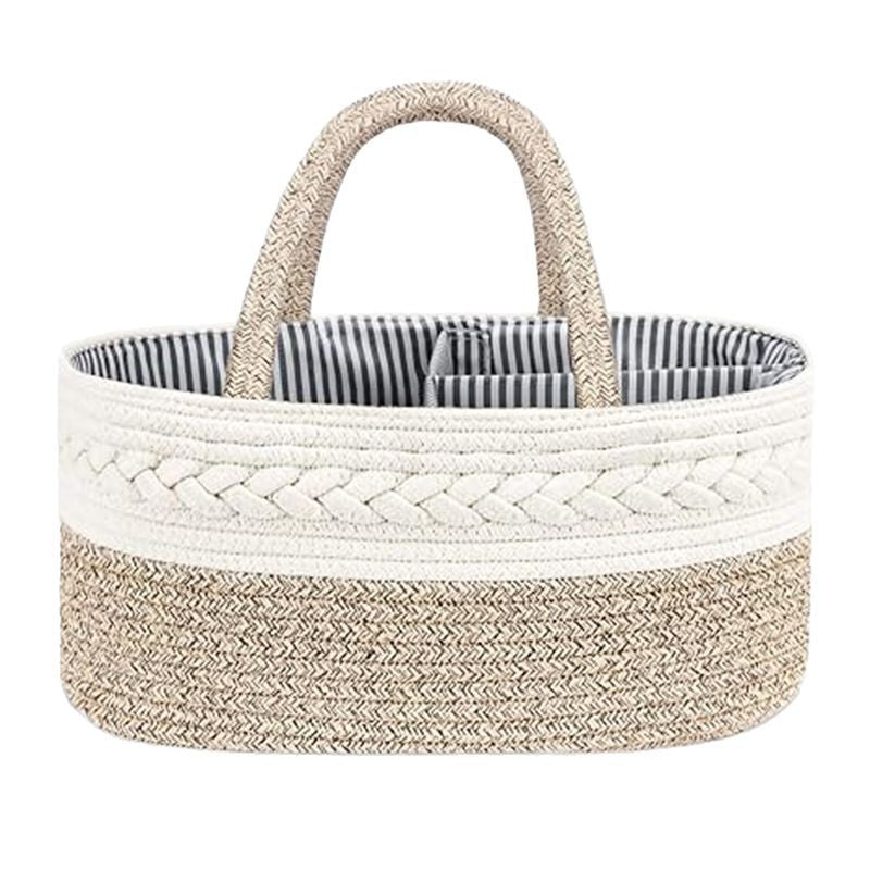 Portable Cotton Rope Woven Storage Basket - Removable Dry & Wet Separation