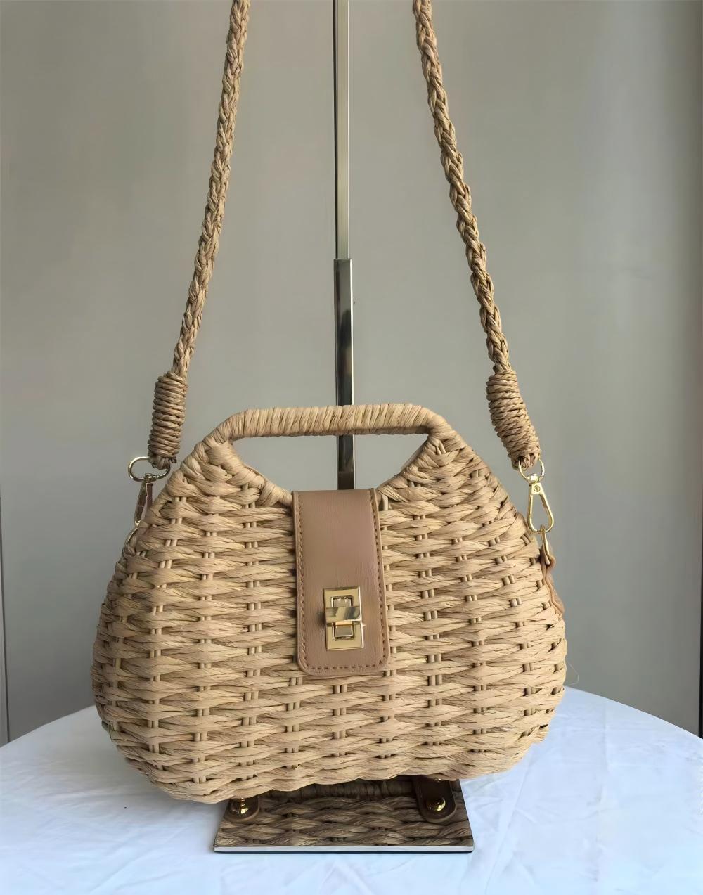Straw Woven Crossbody Bag – Summer Beach Vacation Handbag for Women