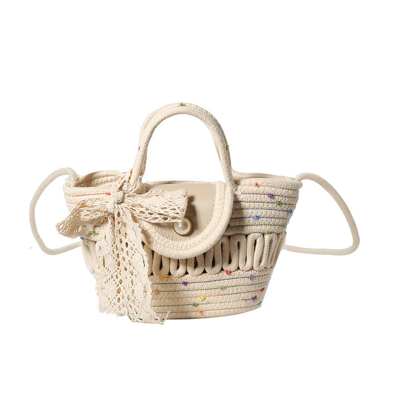 Handmade Straw Woven Beach Tote – INS Style Niche Handbag for Seaside & Daily Use