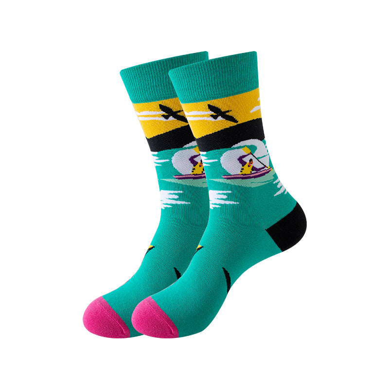 Trendy Mid-Calf Cotton Socks | Unisex Crew Socks | Fall Winter Fashion Socks